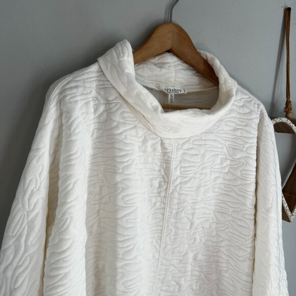 Workshop Republic Womens Plus Sz 2X Quilted Funnel Neck Pullover Sweater White - Picture 3 of 12
